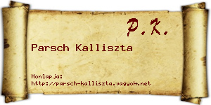Parsch Kalliszta névjegykártya